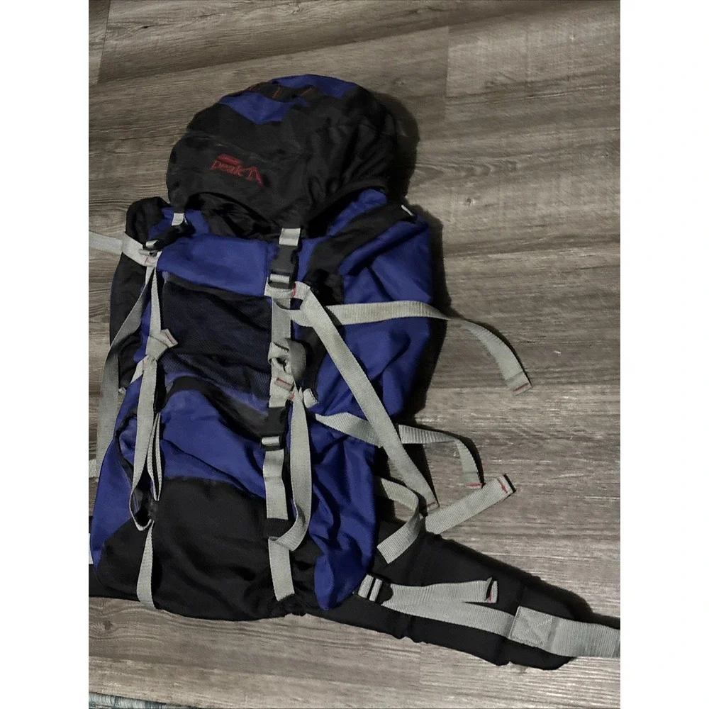 Coleman Peak 1 Hiking Backpack Blue Black Large 19in Cushion Strap Camp Bag